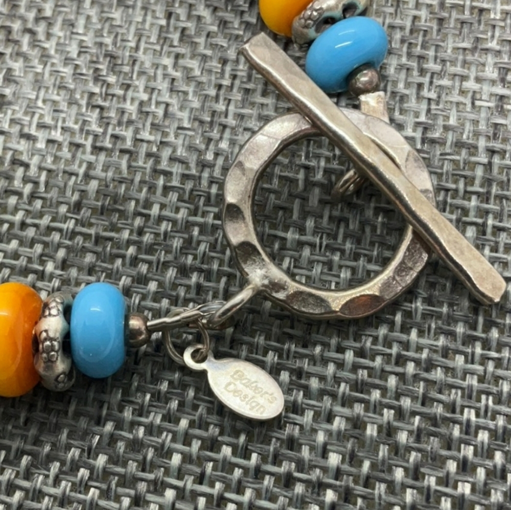 Baker's Design Ceramic silvered drops Beaded Bracelet With Toggle Clasp - Picture 4 of 11